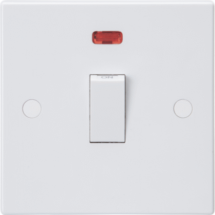 32 Amp Single 1 Gang Double Pole Switch with Neon and Flex Outlet