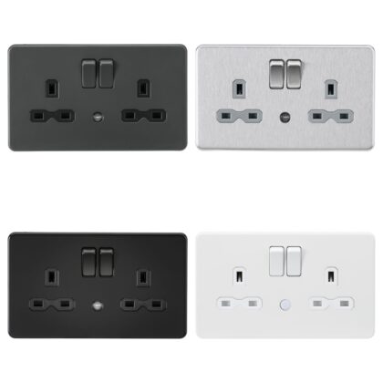 13A 2 Gang Double Pole Socket with Photocell Night Light Screwless Knightsbridge