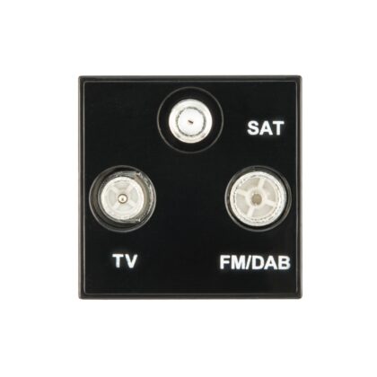 Arlec 2 Gang TV, FM/DAB and Satellite Radio Euro Data Grid Module Black 7850GB