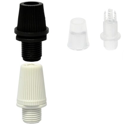 10mm Male Thread Lamp Holder Cord Grip Black, White or Clear x2