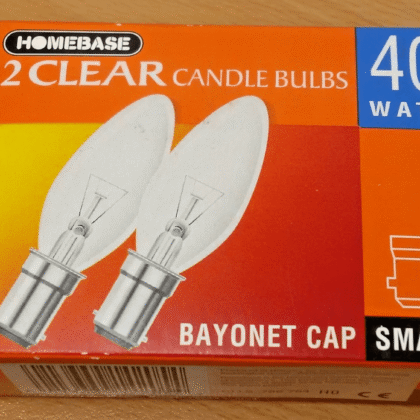 40W Incandescent Clear Candle Light Bulbs SBC B15 Pack of 2