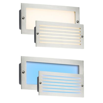 LED Outdoor Recessed Brick Light 5W White or Blue Brushed Steel Knightsbridge
