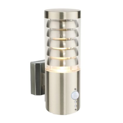 Modern Outdoor Wall Light with PIR Sensor 9W E27 Stainless Steel Saxby 92532