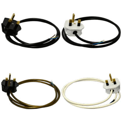 Pre Wired 3 Core Flex Cable and UK Mains Plug Lead Rewire Kit