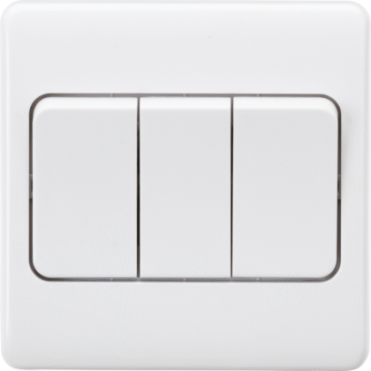 10AX Triple 3 Gang 2 Way Wide Rocker Light Switch White Curved Edge