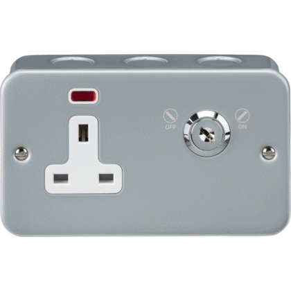 Metal Clad Single 1 Gang 13A DP Key Lockable Socket Heavy Duty Industrial
