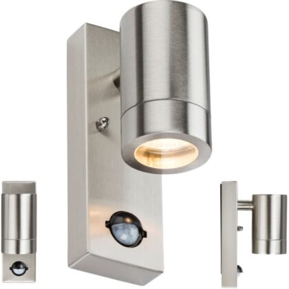 Stainless Steel Outdoor Wall Light with PIR Sensor IP44 GU10 Knightsbridge
