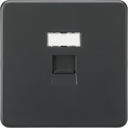 Screwless Metal Flat Plate UTP CAT6a RJ45 Ethernet Network Outlet - Anthracite