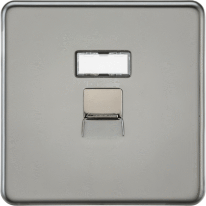 Screwless Metal Flat Plate UTP CAT6a RJ45 Ethernet Network Outlet - Black Nickel