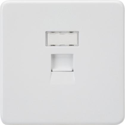 Screwless Metal Flat Plate UTP CAT6a RJ45 Ethernet Network Outlet - Matt White