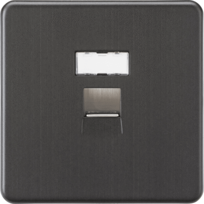Screwless Flat Plate UTP CAT6a RJ45 Ethernet Network Outlet - Smoked Bronze