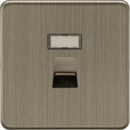 Screwless Flat Plate UTP CAT6a RJ45 Ethernet Network Outlet - Antique Brass