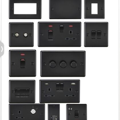 Knightsbridge CL9 range Matt Black Electrical Plug Sockets and Switches + USB