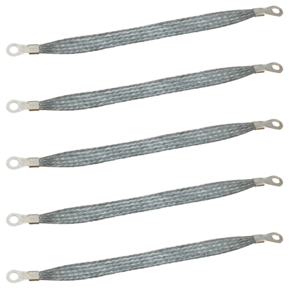 200mm Copper Braided Earth Strap with M6 Lug Holes Pack of 5