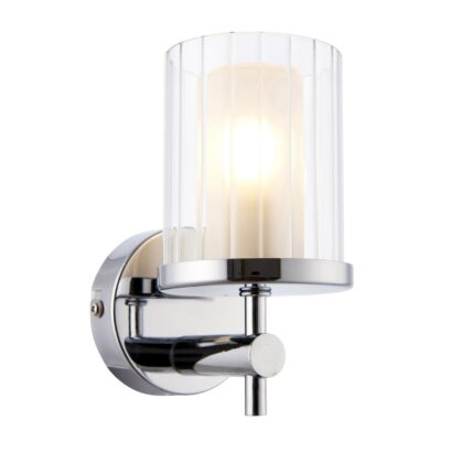 Chrome Plated Bathroom Wall Light with Ridged Glass Shade 18W G9 Endon Britton