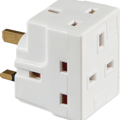 3 Way 3 Pin UK Multi Plug Socket Adaptor 13A Fused