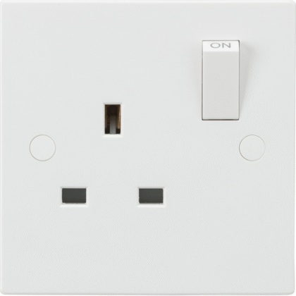 13 Amp Single 1 Gang Double Pole Switched Wall Plug Socket White