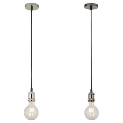 Suspended Lamp Holder Pendant 60W E27 Satin Silver or Chrome
