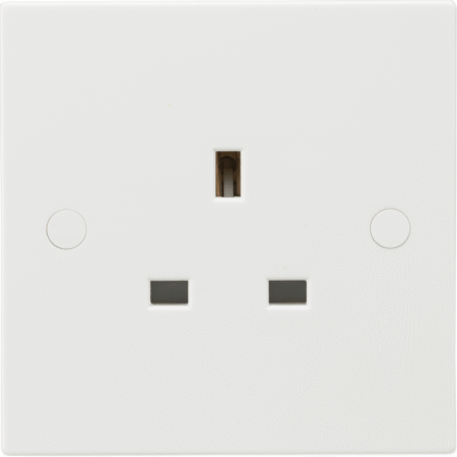 13 Amp Single 1 Gang Unswitched Plug Socket White