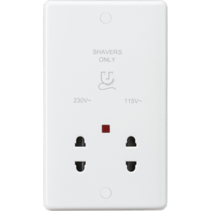 230V Dual Voltage Shaver Socket with Neon Curved Edge White Knightsbridge