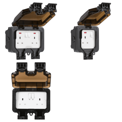 Outdoor Weatherproof Socket Switched Plug IP66 13A Single or Double Gang DP