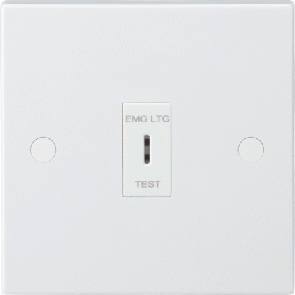 10AX Single 1 Gang 2 Way Key Switch Marked EMG LTG TEST White