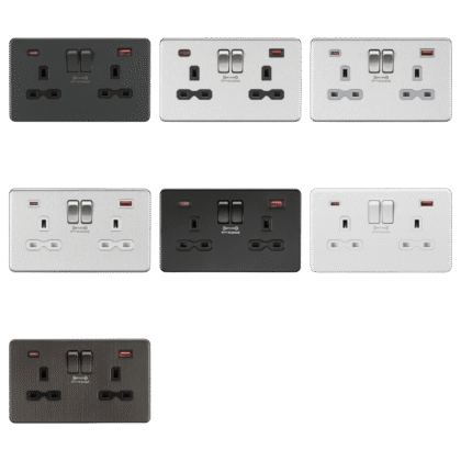 13A 2 Gang DP Switched Plug Socket with 18W Fast Charging USB A+C Knightsbridge