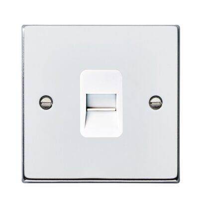 Single Gang Secondary Slave Telephone Socket Bright Chrome Hamilton 77TCSW