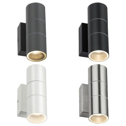 Stainless Steel Up Down Outdoor Wall Light with Photocell 2 x 20W GU10 IP54