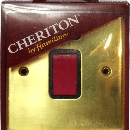 45A Single Gang DP Rocker Switch with Neon Brass Hamilton 9245DPNBL