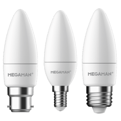 2 X LED Dimmable Candle Light Bulb 5.5W B22 E14 E27 Megaman