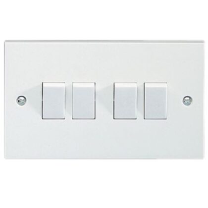 Schneider GSW4G2W Exclusive White Moulder 4 Gang 2 Way Switch 10AX