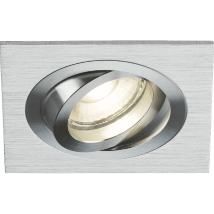 Square Tilt Architectural Ceiling Downlight Fitting 10W GU10 Brushed Chrome MLA
