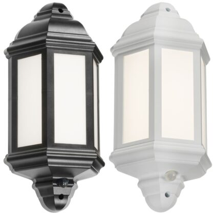 LED Outdoor Half Lantern Wall Light with PIR 8W Cool White 4000K Knightsbridge