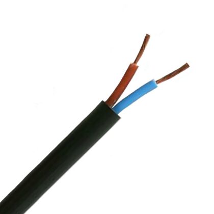 2 Core Round PVC Black Electrical Flex Cable 0.75mm 1m