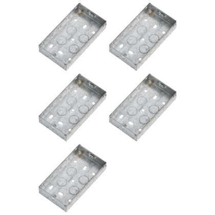 25mm Double 2 Gang Galvanised Steel Socket Back Box Knightsbridge Pack of 5