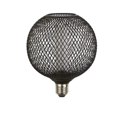 LED Black Wire Mesh Globe Light Bulb 3.5W E27 Warm White 1800K