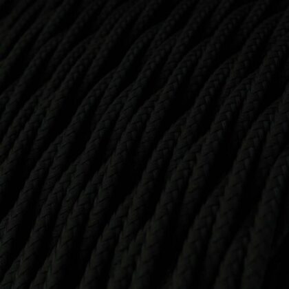 2 Core Braided Twisted Fabric Electrical Flex Cable Black 0.75mm 1m