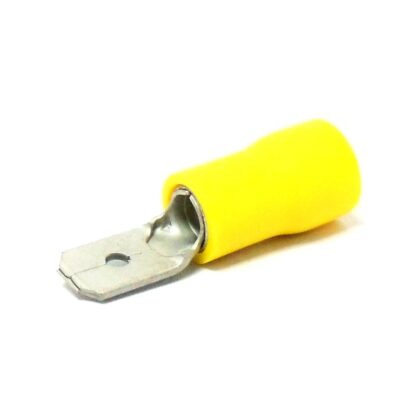 100 X Insulated Male Push On Spade Crimp Terminal Yellow SWA 63YMP