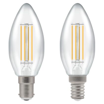 x2 B15 E14 LED Dimmable Filament Candle Light Bulb 5W Warm White 2700K Crompton