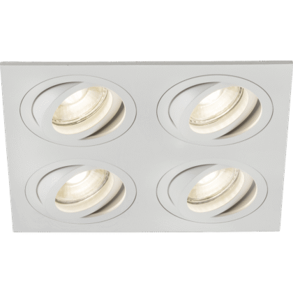 Square Tilt Architectural Quad Ceiling Downlight Fitting 10W GU10 White
