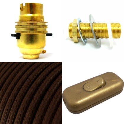 Table Lamp Rewire Kit Round Fabric Cable BC B22 Switched