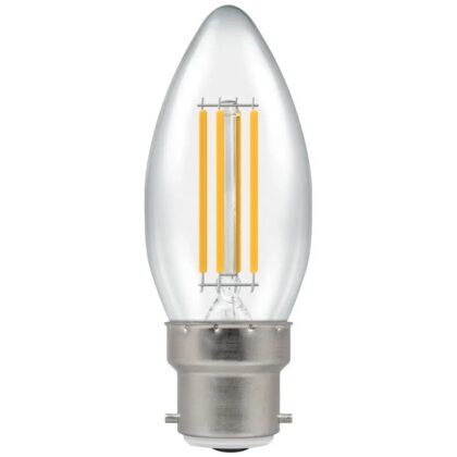 LED Filament Candle Light Bulb 6.5W = 60W BC B22 Warm White 2700K Crompton