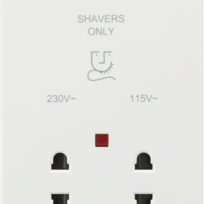 230V Dual Voltage Shaver Socket with Neon White Knightsbridge SN8900N