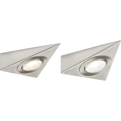 LED Triangular Under Cabinet Light 2W Warm or Cool White Brushed Chrome