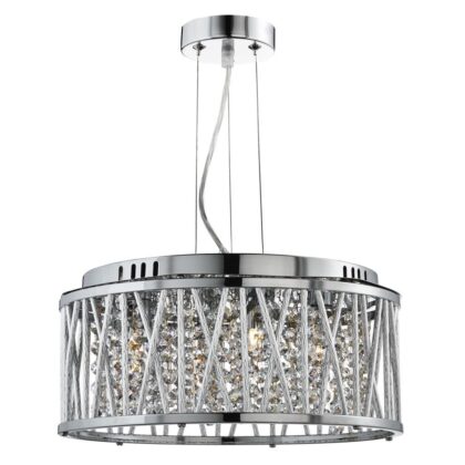 4 Light Crystal Semi Flush Pendant Light Fitting 33W G9 Chrome