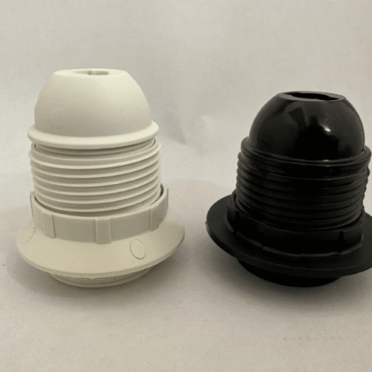 E27 Edison Screw ES Plastic Lamp Holder with Shade Ring white black