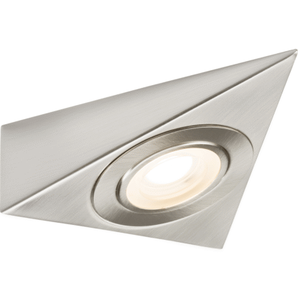 LED Triangular Under Cabinet Shelf Light 2W 240V CCT Brushed Chrome