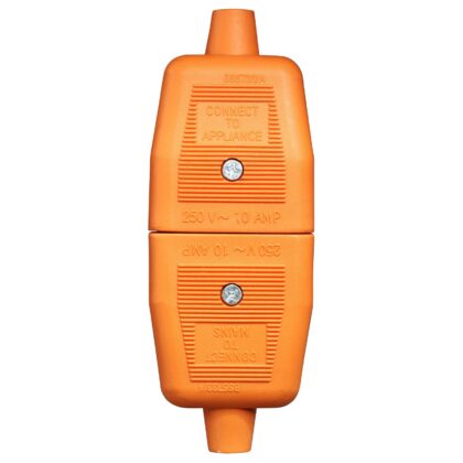LYVIA BRANDED PERMAPLUG 2 PIN MAINS CONNECTOR /JOINER ORANGE 10 AMP ELECTRICAL