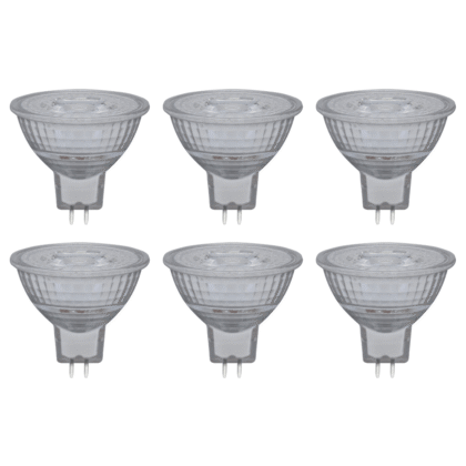 6 x LED Glass Reflector Spot Light Bulb 5W 12V MR16 Cool or Warm White Crompton